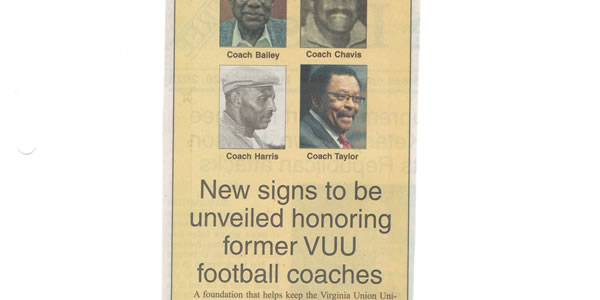 New signs to be unveiled honoring former VUU football coaches